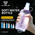 WRELS Outdoor Sports Water Bottle Camping Running Bike Soft Foldable TPU Soft Bottle Water Bag Large Diameter Lightweight BPA Free