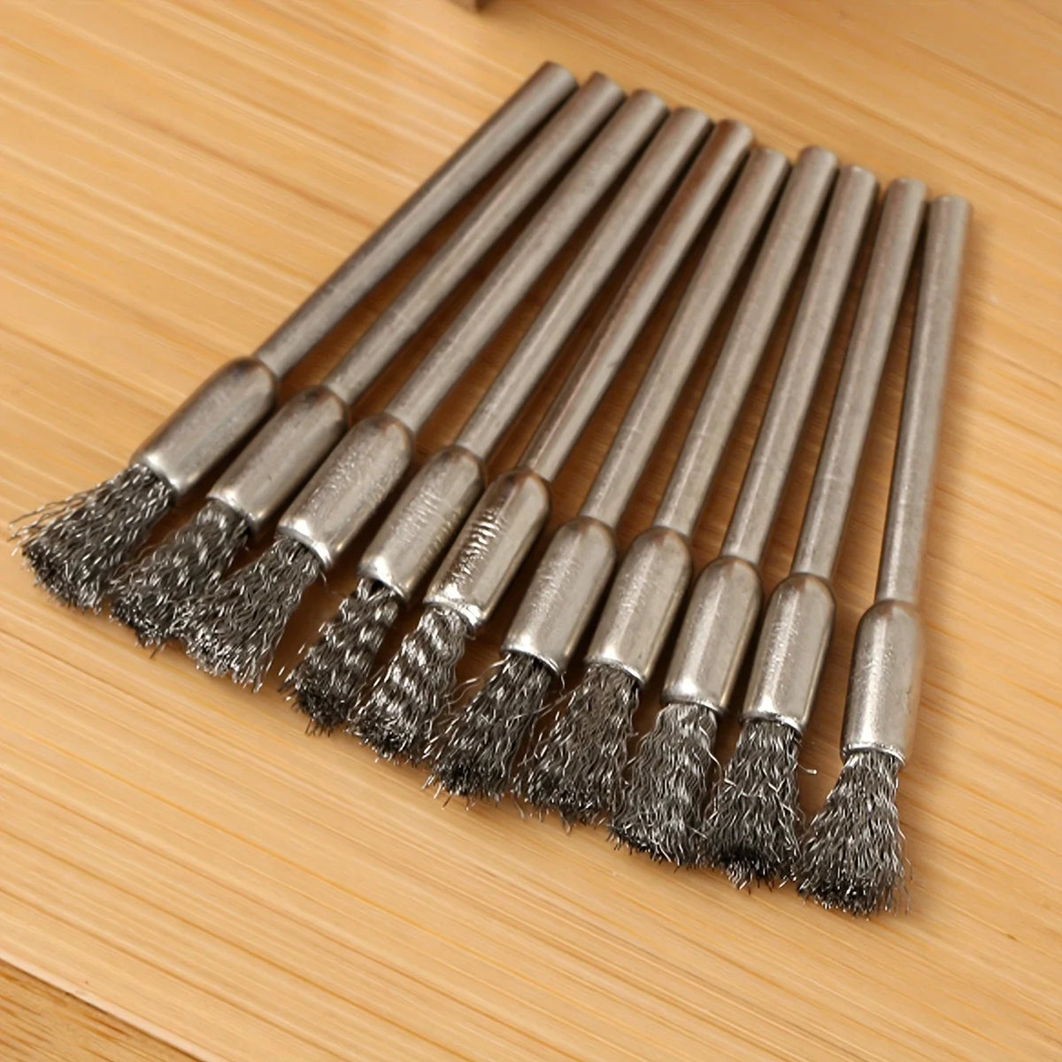 10 Stück Edelstahl-Drahtbürsten mit 3,17 mm Stiel – ideal für rotierende Werkzeuge, ideal für Reinigung, Rostentfernung und Schleifen