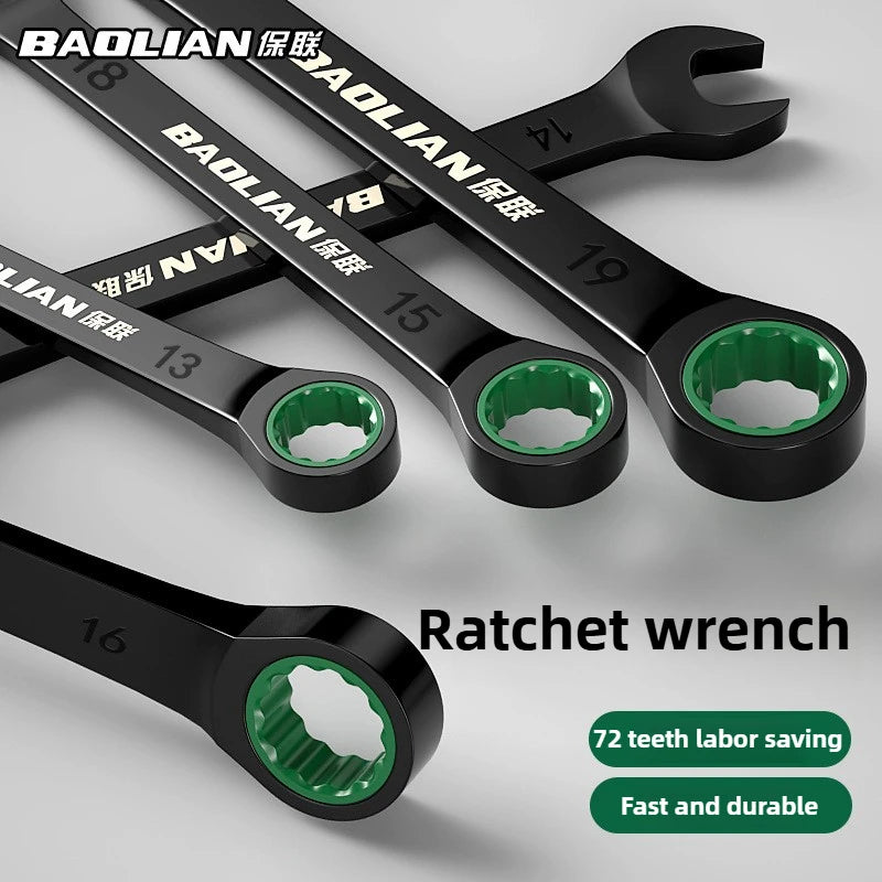 BAOLIAN Dual Directional Fast Plum Blossom Ratchet Wrench, Industrial Grade Small Opening Dual Use Automatic Wrench Tool