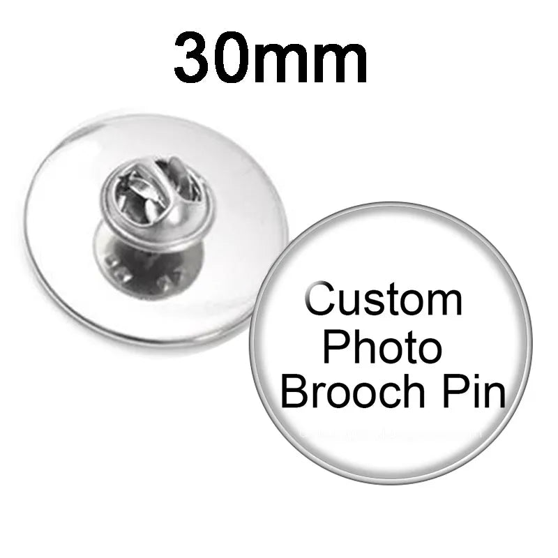 Personalize Custom Photo Logo Pattern Brooch Silver Plated Bronze Gift for Family Anniversary Collar 20mm/25mm/30mm Lapel Pins