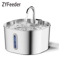 ZYFeeder 2.2L Automatic Cat Water Fountain Square Stainless Steel Pet Water Feeder Dog Water Fountain with Window (No 5V 1A Plug)