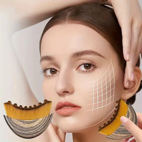 Lymphatic drainage brush for face and body, ergonomic massager, adheres to the skin contour, detoxification and relaxation