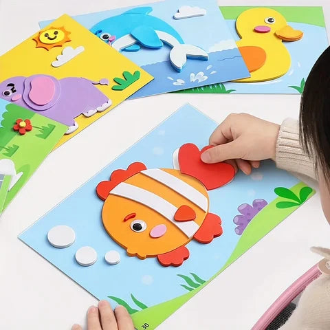 10Pcs 3D EVA Foam Sticker Set DIY Cartoon Animal Learning Education Painting Stickers Art Classroom Painting Puzzle Handicra