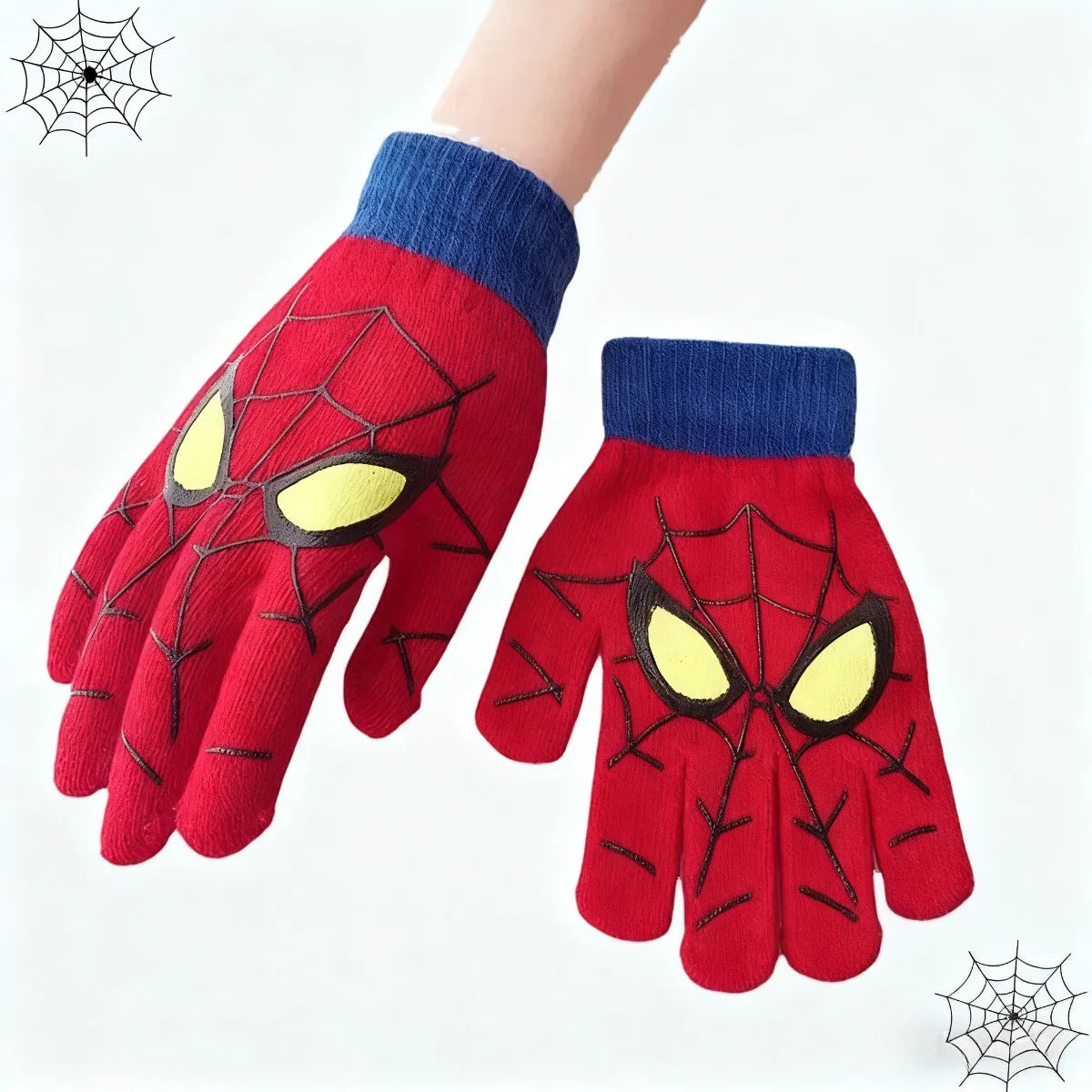 Warm spider pattern knitted gloves for winter, soft stretchy full finger gloves for daily use, Christmas gift