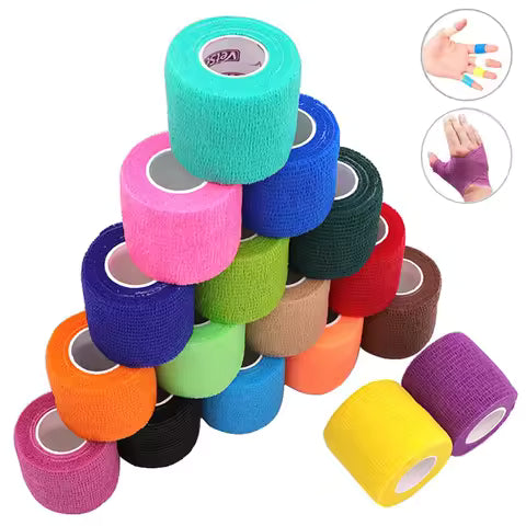 18 Colors Colorful Sports Wrap Tape Self Adhesive Elastic Bandages Sports Protection for Knee Finger Ankle Palm Pet