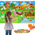 Farm Animals Felt Story Board Set Storytelling Early Learning Interactive Playset Wall Hanging Puzzle Toys for Toddlers Gifts