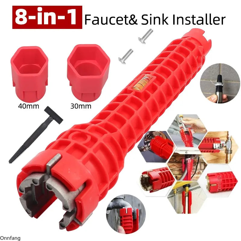8 In 1 Flume Wrench Anti-slip Kitchen Sink Repair Tools Bathroom Faucet Assembly Wrench Plumbing Installation Wrench