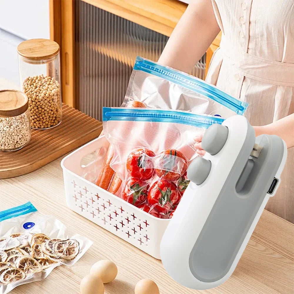 Mini Handheld Heat Bag Sealer Machine Plastic Food Package Sealer Clip-on Bag Sealer Portable Food Packaging Sealer