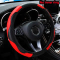 Car steering wheel cover made of PU carbon fiber leather without inner ring, suitable for 14.5-15 inch car accessories