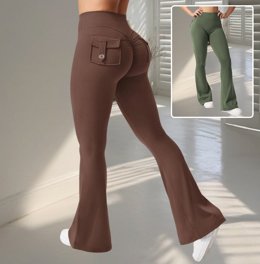 Yoga Fitness Flared Pants With Pockets Ins Fashion Slim High Waist Sports