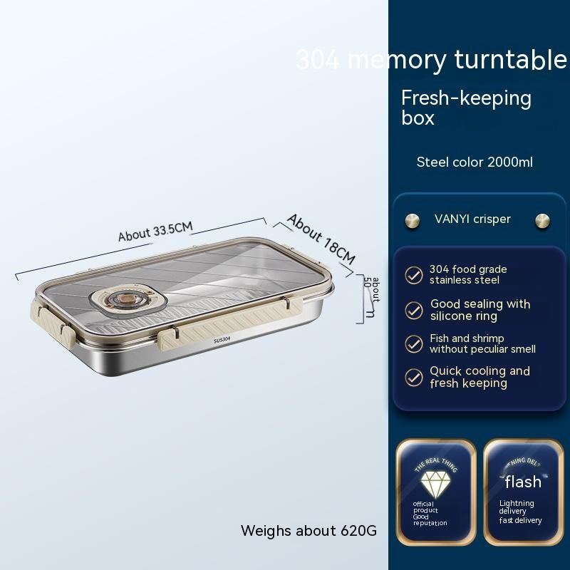 Stainless Steel Crisper Sealed Date Food Grade Lunch Box Refrigerator Frozen