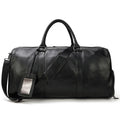 Men's Real-leather Traveling Black Gym Bag