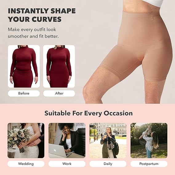 Shapewear For Women - High-waisted Tummy Control Shorts, Thigh Slimmer