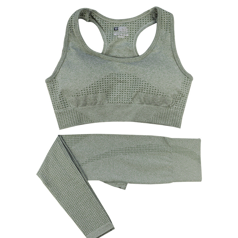 2PCS Seamless Yoga Set Women Tracksuit High Waist Leggings Workout Sportswear
