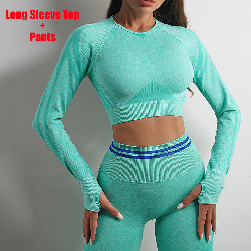 Seamless Yoga Pants Sports Gym Fitness Leggings Or Long Sleeve Tops Outfits
