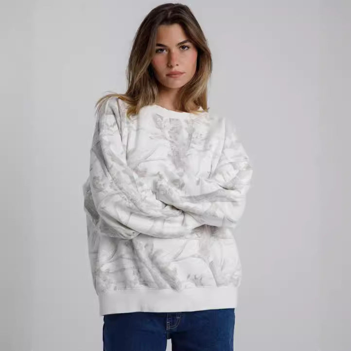 Autumn Winter Two Piece Sets Women Camouflage Hoodie Maple Leaf Print