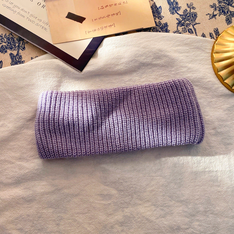 Fashion Hair Band Wool Simple Elastic Solid Color Face Wash Makeup Sports