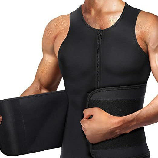 Men's Neoprene Sauna Zipper Waist Trainer Vest Belt Shapewear Trimmer Cincher
