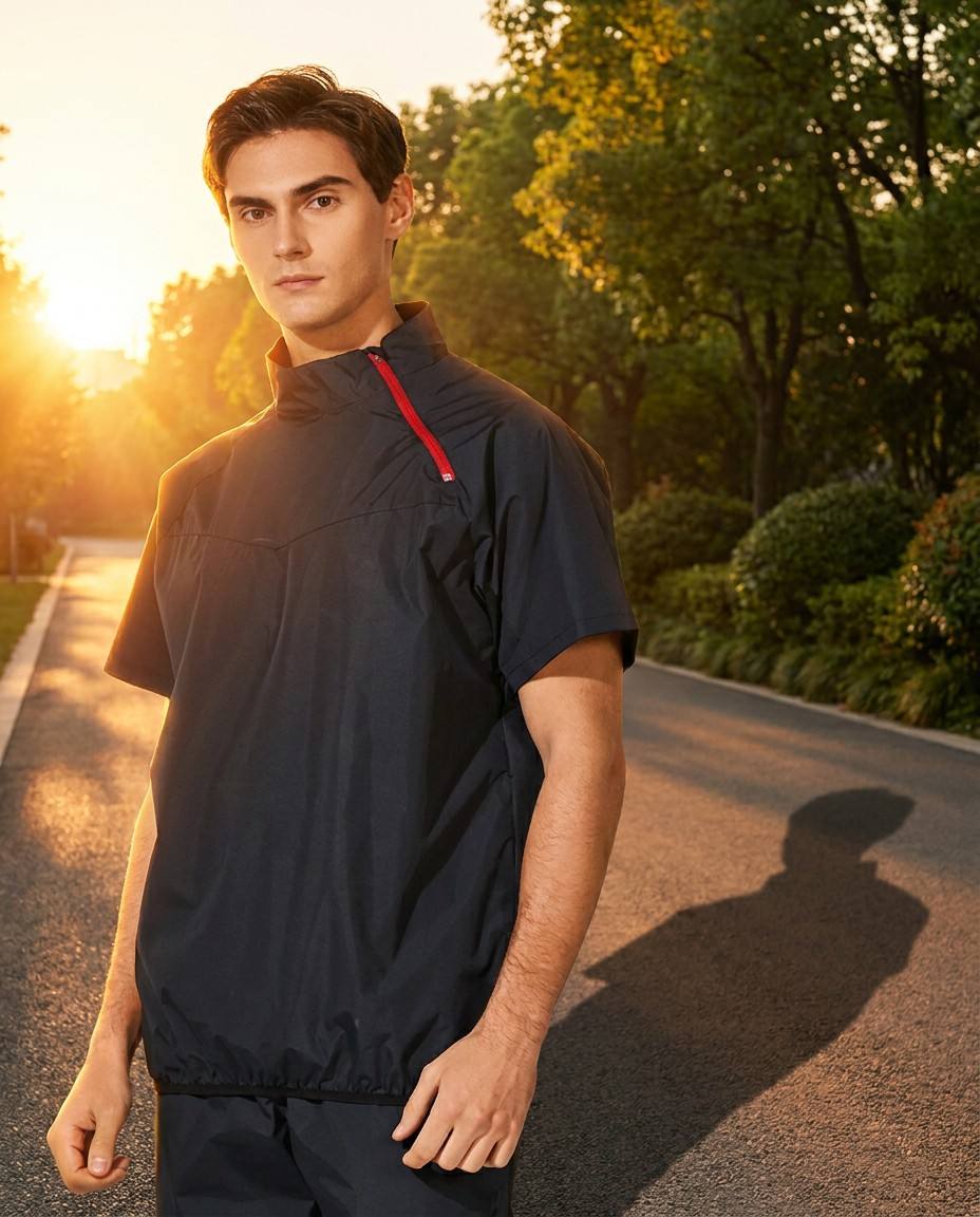 Pro Men's Heat Trapping Sauna Suit For Men Short Sleeve Shirt Gym Workouts With