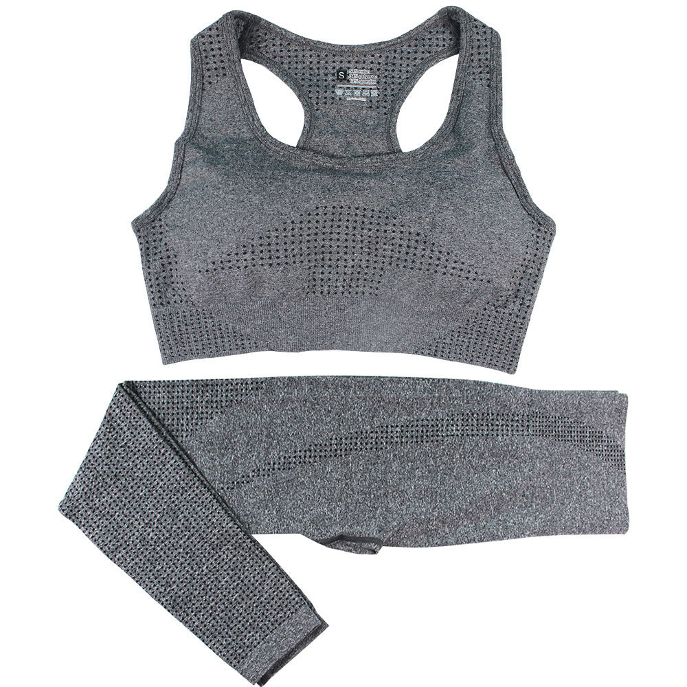 2PCS Seamless Yoga Set Women Tracksuit High Waist Leggings Workout Sportswear