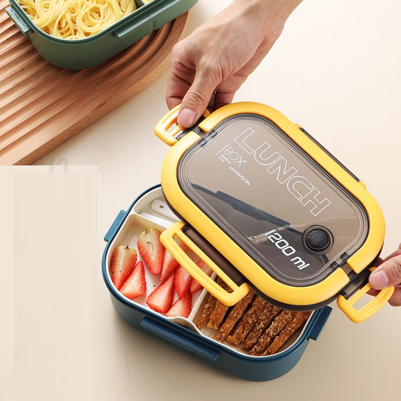 Thickened PP Plastic Material Compartmentalized Double-layer Lunch Box
