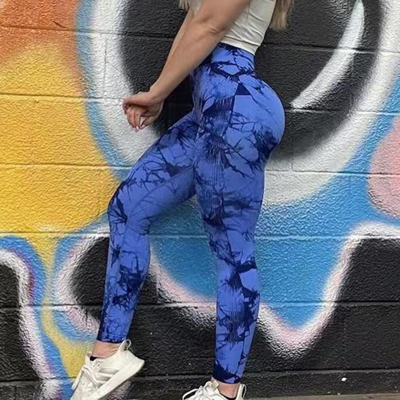 Tie Dye Leggings Women Fitness Yoga Pants Seamless Push Up Workout Tights Gym