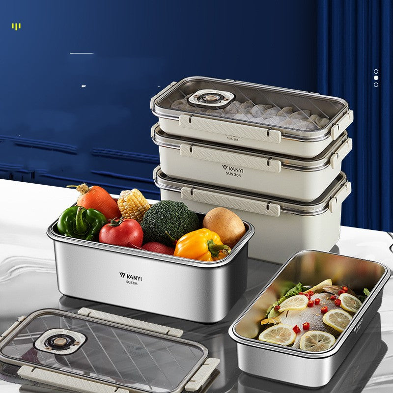 Stainless Steel Crisper Sealed Date Food Grade Lunch Box Refrigerator Frozen