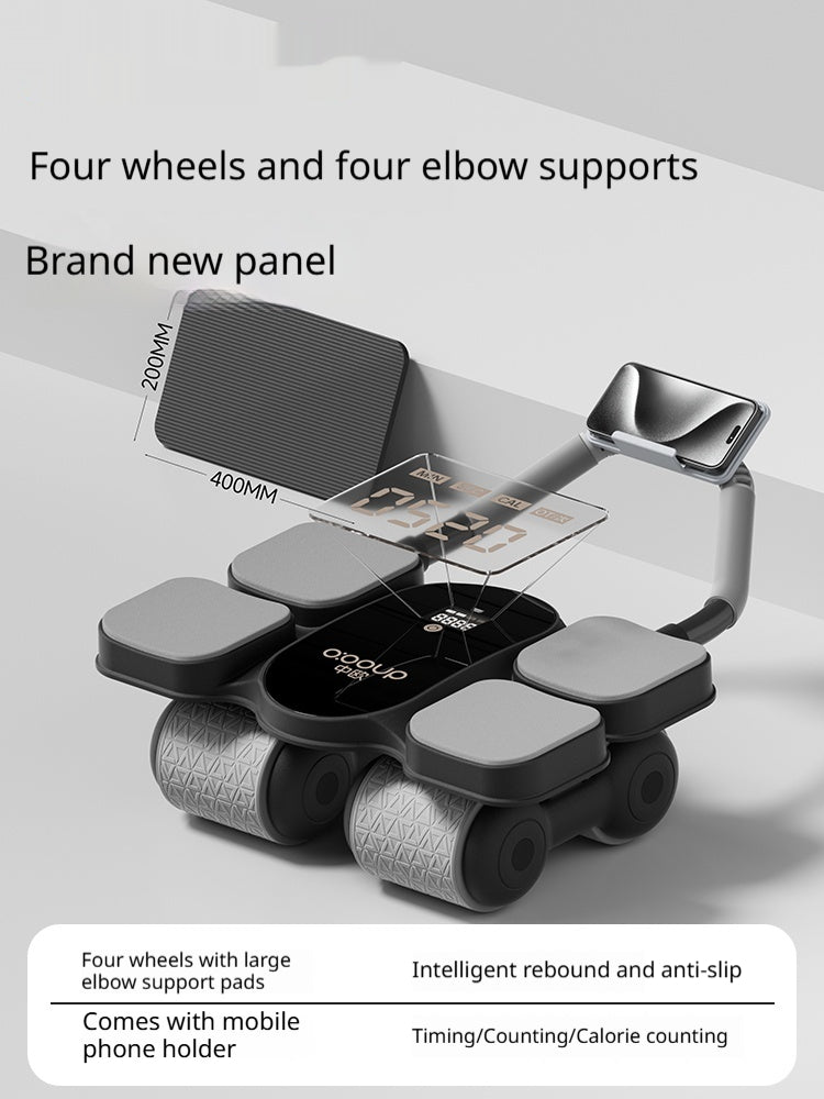Automatic Self-resilient Rollable Ab Wheel With Belly Support For Core Training