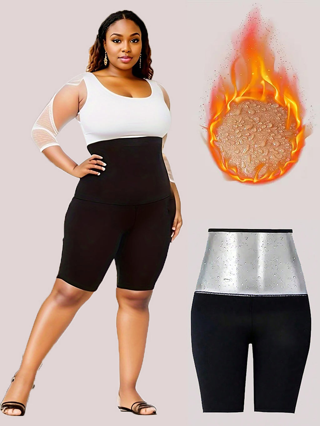 High Waist Tummy Control Sauna Sweat Shorts For Women Plus Size Thermo Slimming