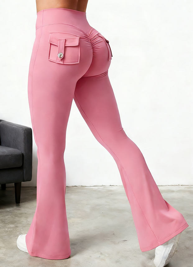 Yoga Fitness Flared Pants With Pockets Ins Fashion Slim High Waist Sports