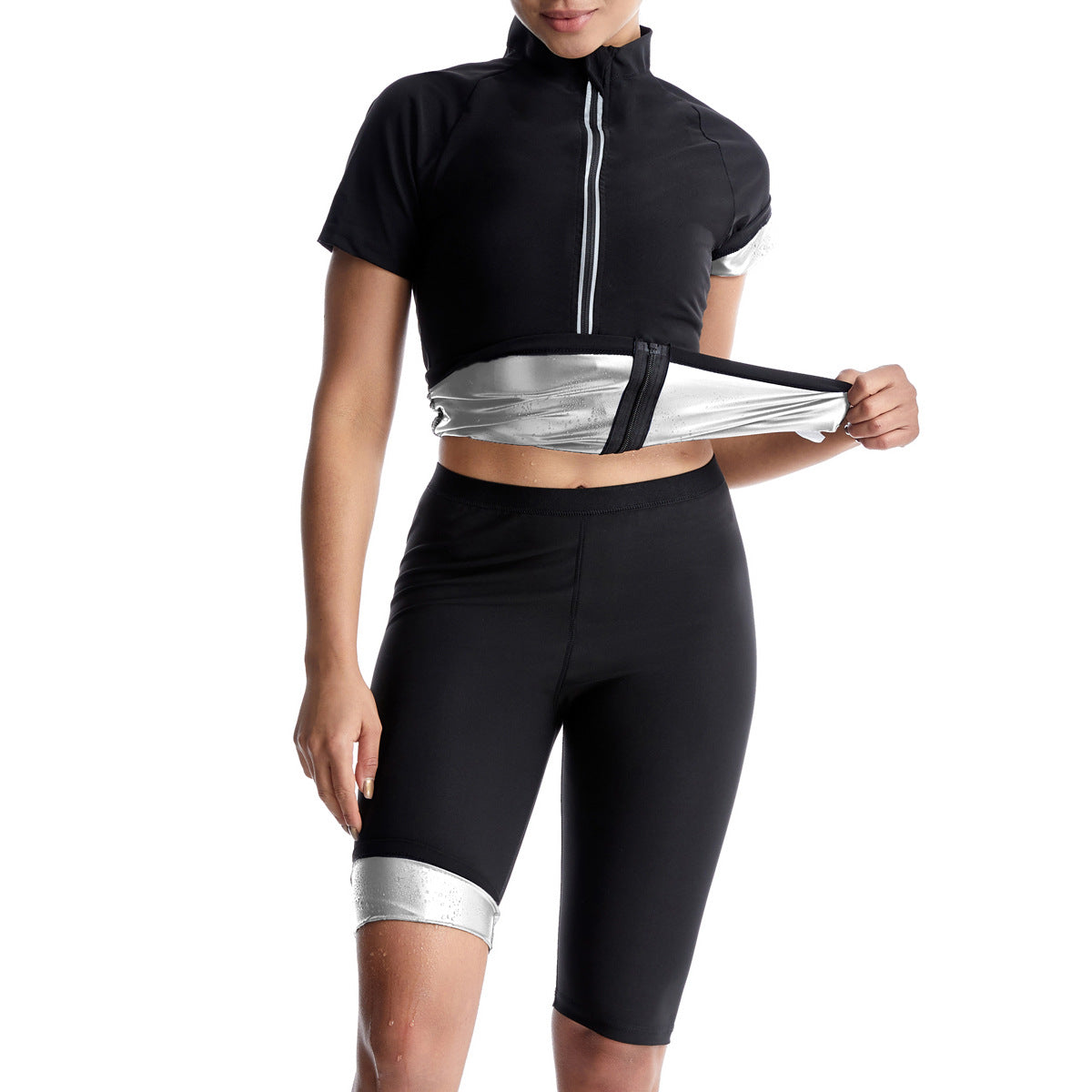 Sauna Clothes Women's Violently Sweat Suit Short Sleeve Shorts