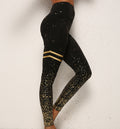 Gold Dot Striped Print Leggings Fitness Butt Lifting Running Sport Gym Yoga