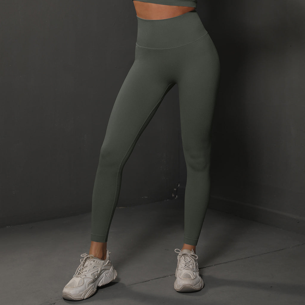High Waist Seamless Yoga Pants Women's Solid Color Full Length Leggings Fitness