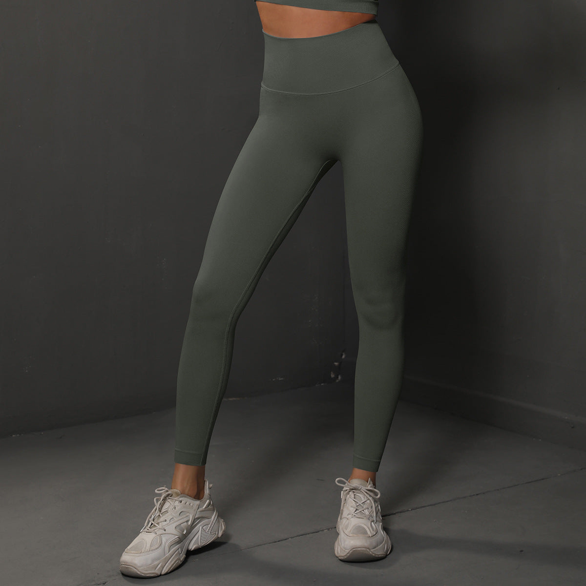 High Waist Seamless Yoga Pants Women's Solid Color Full Length Leggings Fitness