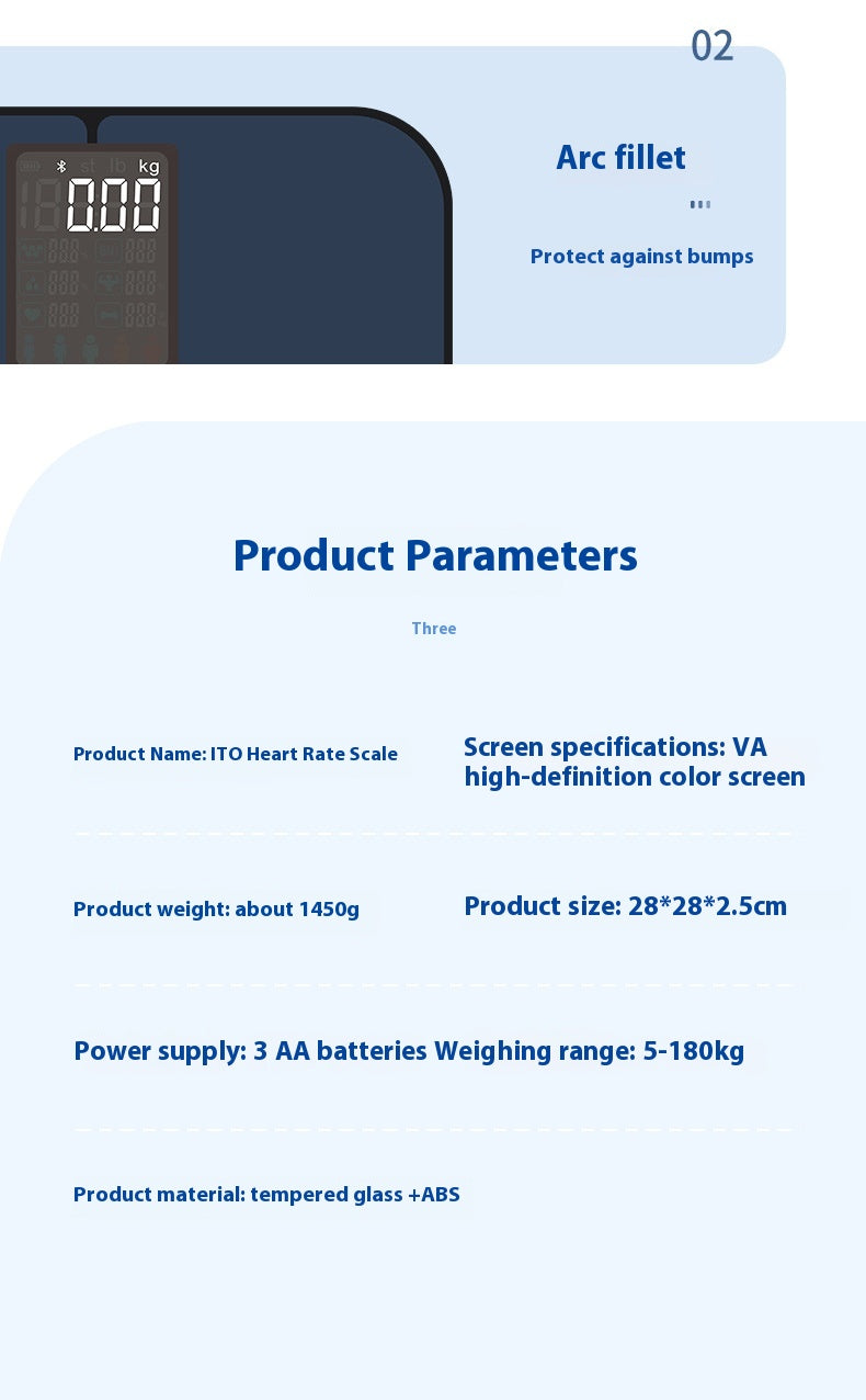 Smart VA Color Screen Heart Rate Body Electronic Scale High Precision Test