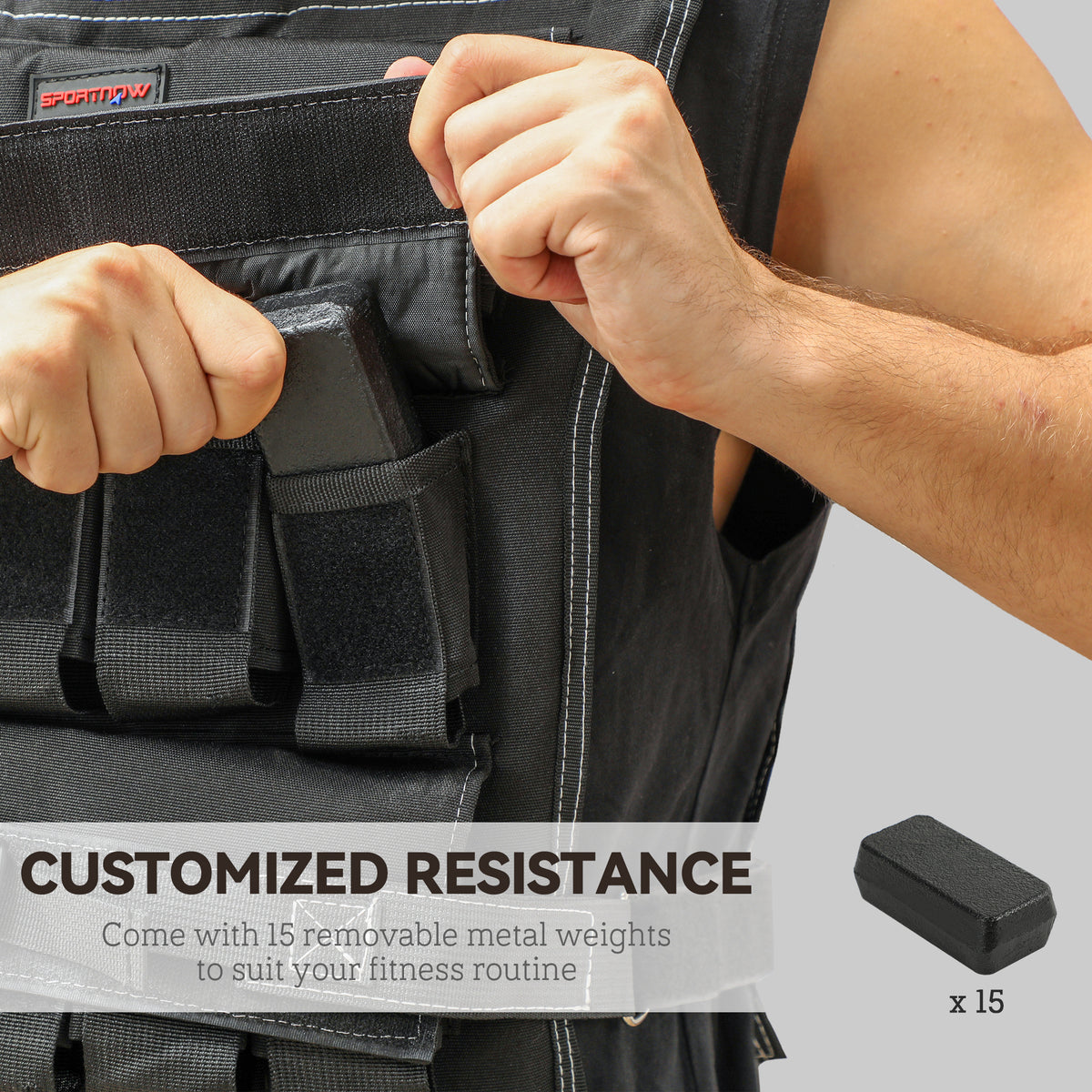 15KG Adjustable Weighted Vest With 30 Metal Weights