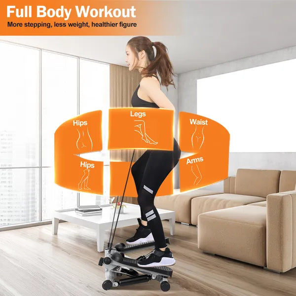 Steppers For Exercise, Mini Stair Stepper With Resistance Bands At Home Workout