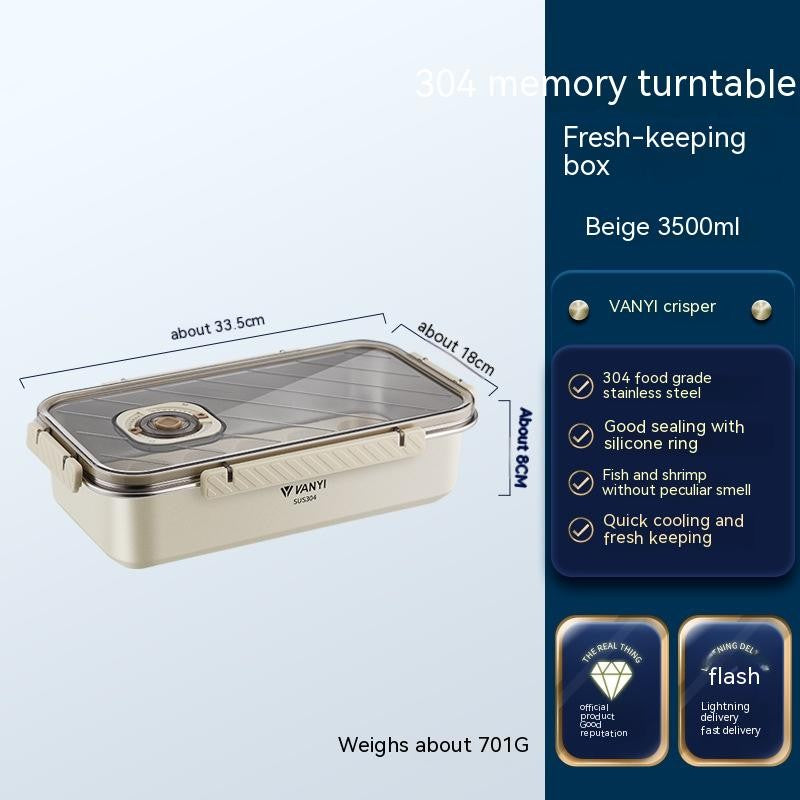 Stainless Steel Crisper Sealed Date Food Grade Lunch Box Refrigerator Frozen