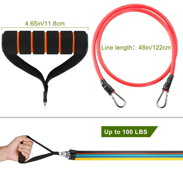 11Pcs Resistance Bands Set Fitness Workout Tubes Exercise Tube