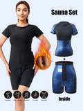 Sauna Shirt And Shorts For Women Sweat Suit, Short Sleeve Women, Athletic Tee