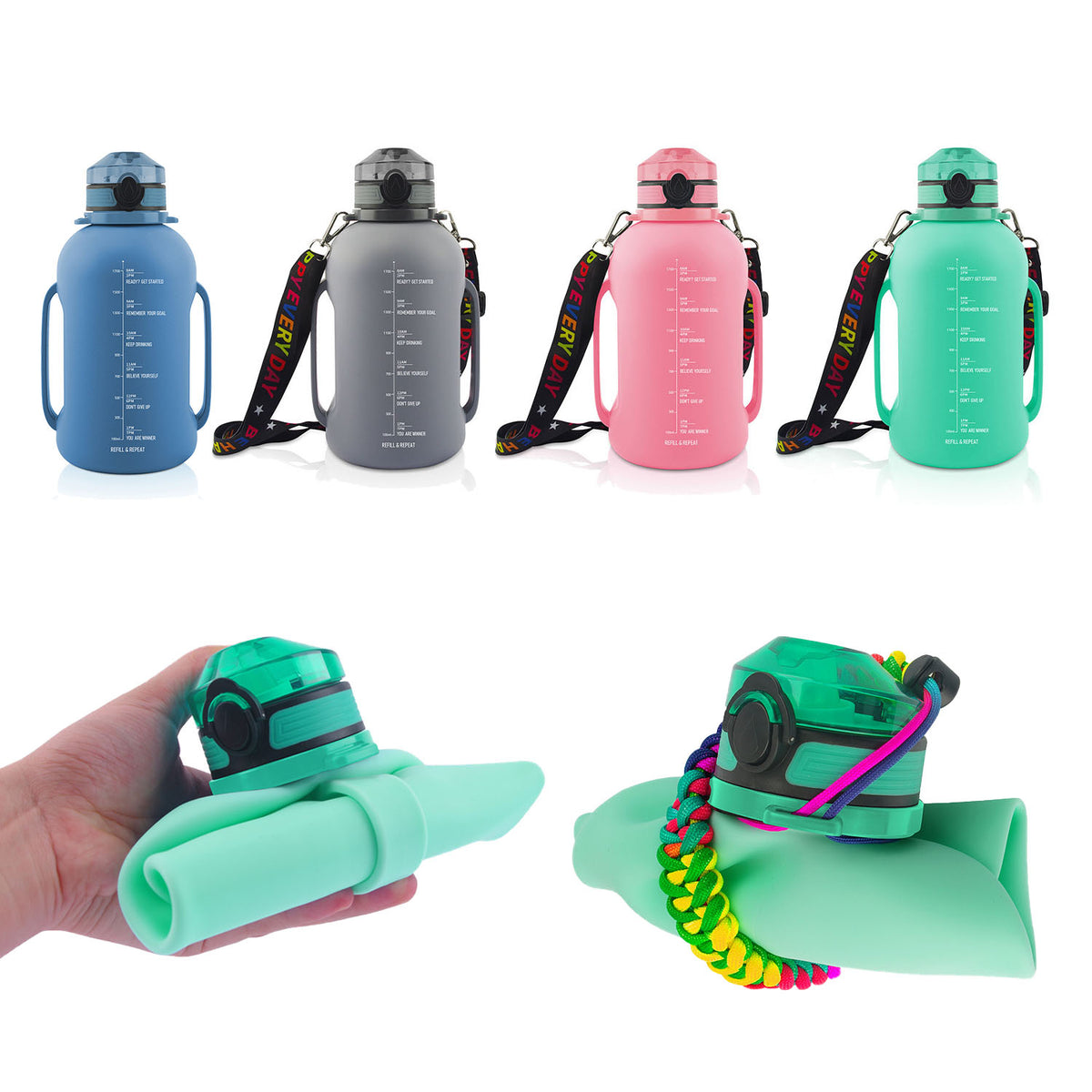 Large Capacity Water Cup Fitness Portable Roll Food Grade Silicone Belly