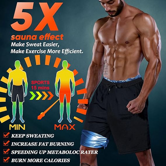 Sauna Shorts For Men 2 In 1 Sweat Suit Compression Liner Athletic Workout Pants