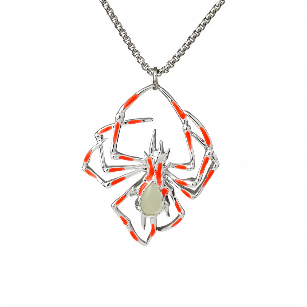 Halloween Creative Stereo Luminous Spider Necklace Jewerly Glowing Night