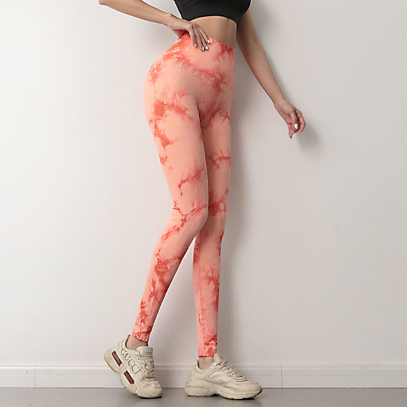 Tie Dye Leggings Women Fitness Yoga Pants Seamless Push Up Workout Tights Gym