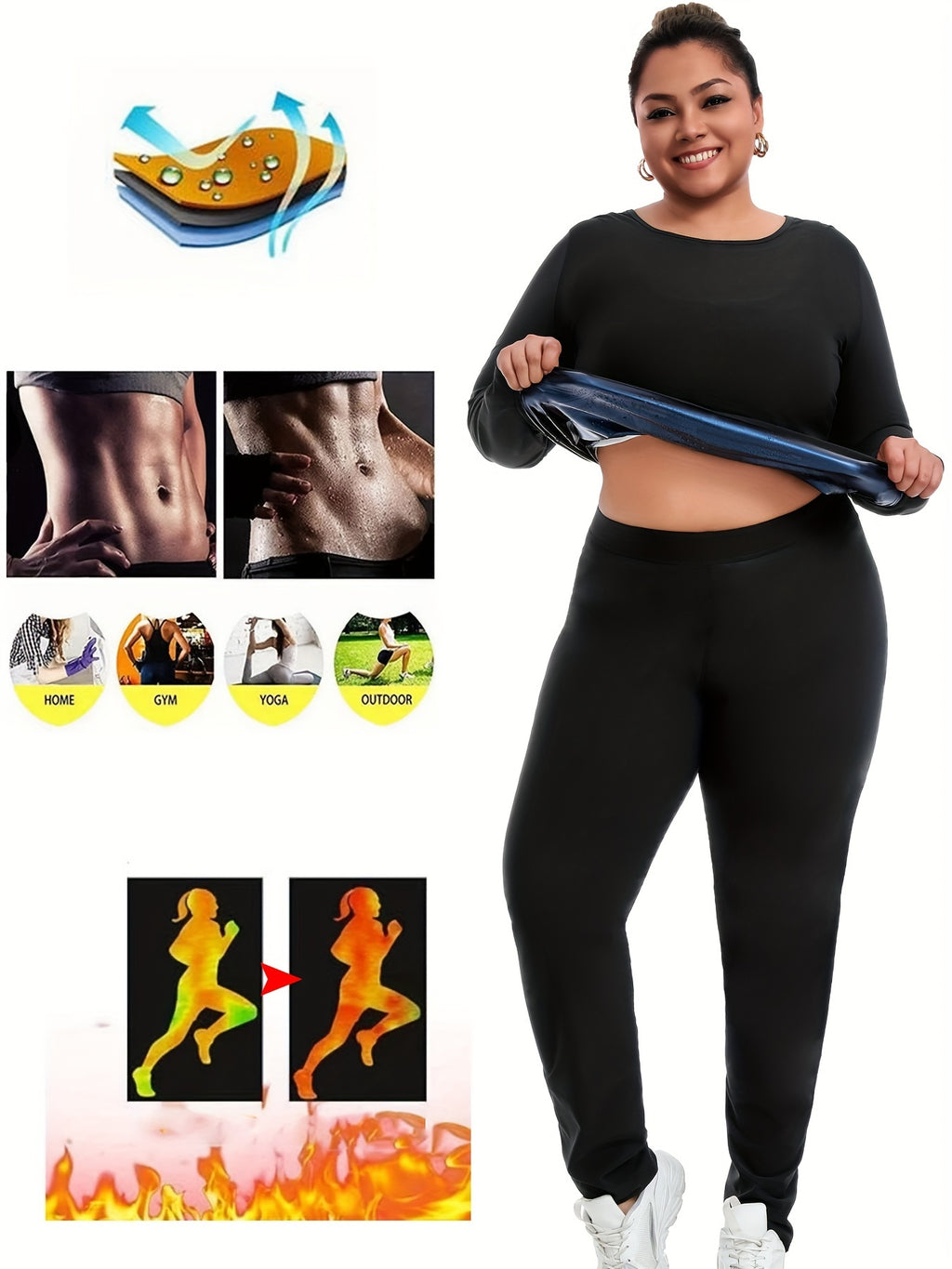 Sauna Sweat Suit For Plus Size Women Men Exercise Gym Fitness Workout