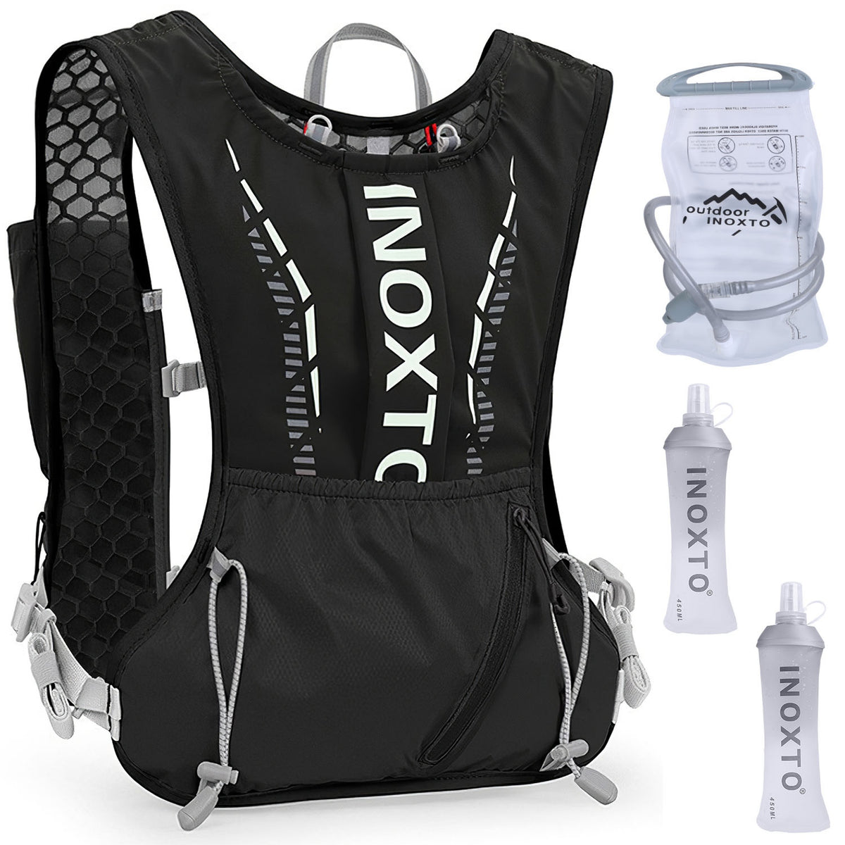1Pc Sport Hydration Vest Running Backpack With 15oz 50oz Water Bladder