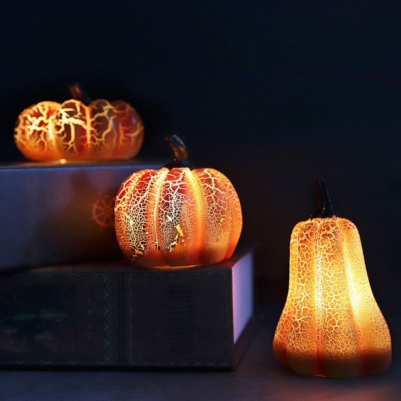 Halloween Pumpkin Lantern Simulation LED Candle Lamp Resin Luminous