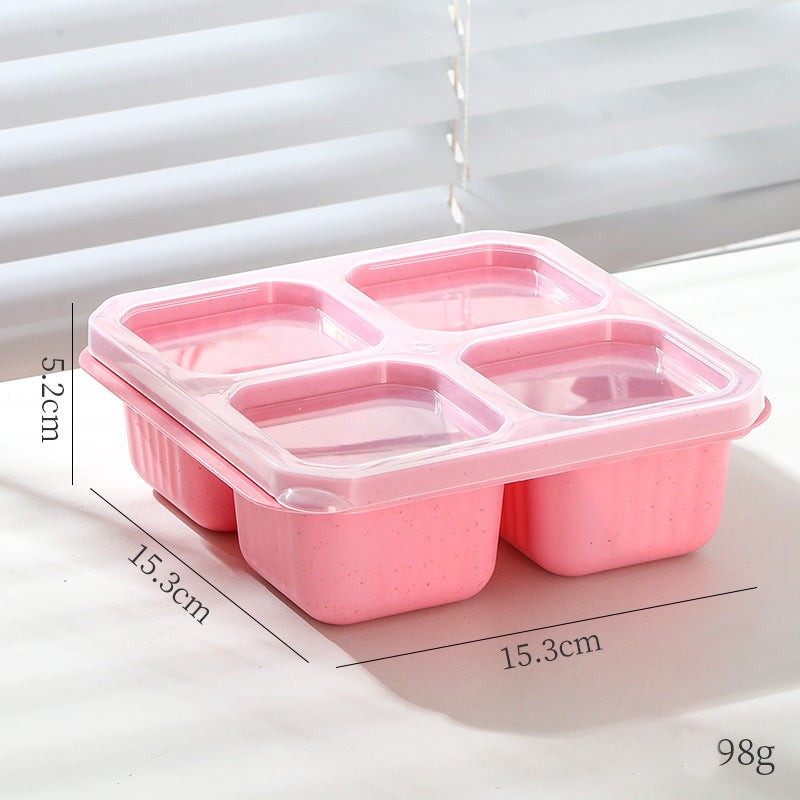 1PC Snack Containers, Divided Bento Lunch Box With Transparent Lids, Reusable