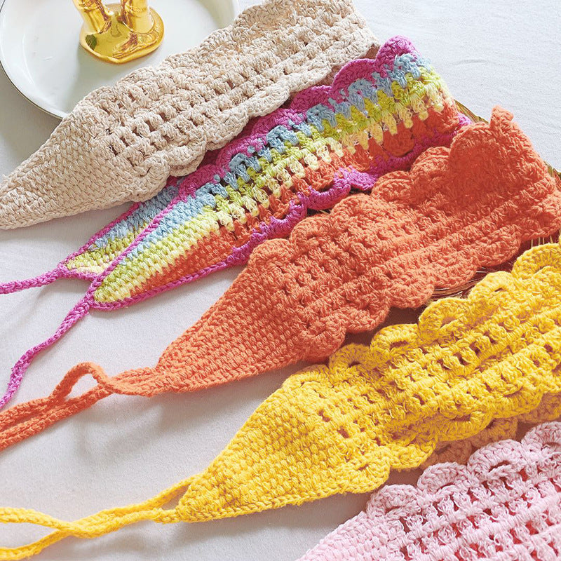 Women Woolen Yarn Handmade Hollow Headband Sports