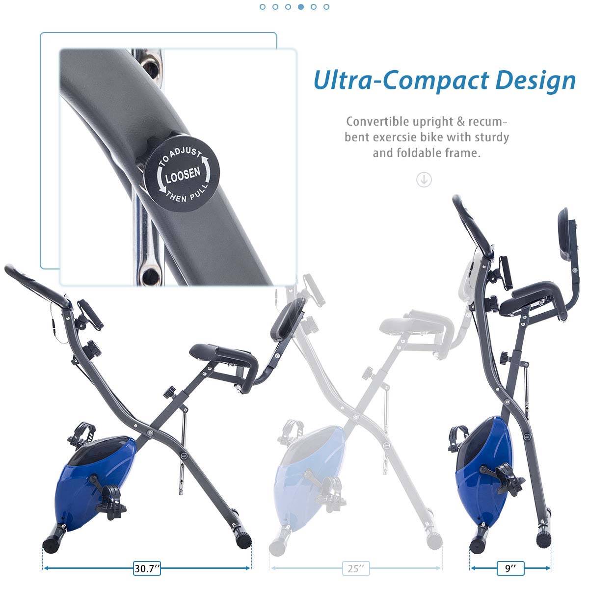 Folding Exercise Bike Fitness Upright Recumbent X-bike Adjustable Resistance